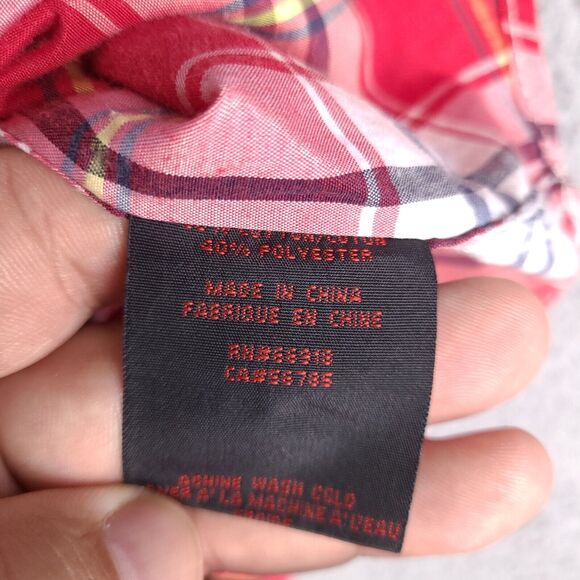 Swiss Cross Shirt Mens Medium Red Plaid Button Down New York Short Sleeve Preppy - Picture 9 of 16